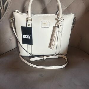 DKNY White Handbag with Tassel